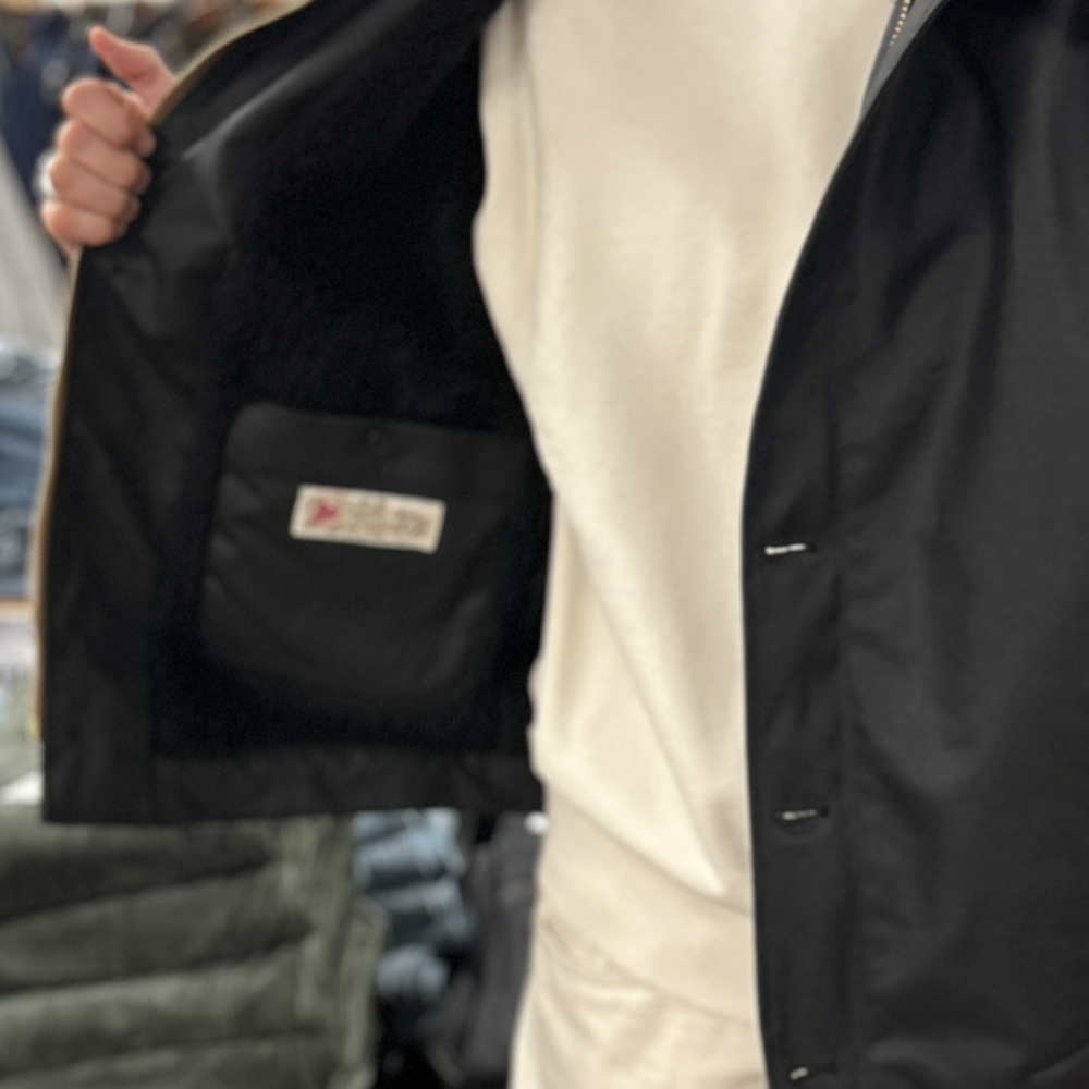 tela genova diamante giubbino waxed deck jacket black