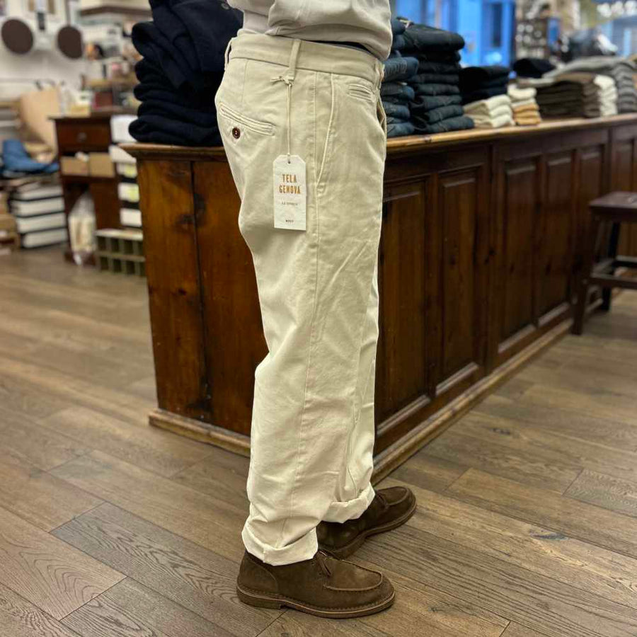 tela genova duilio chino pant ecru