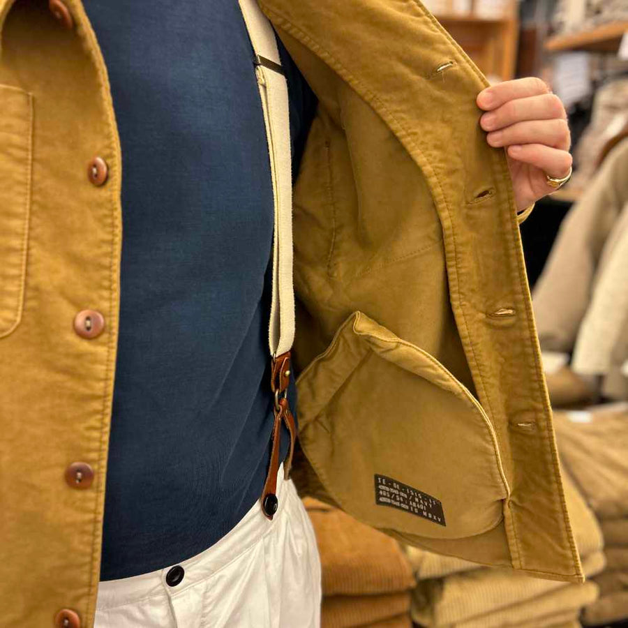 tela genova leo overshirt moleskin brown