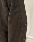 tela genova mattia cardigan merino wool mattone