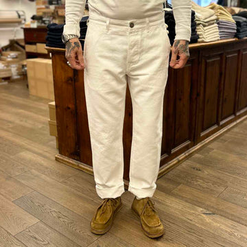 tela genova romolo chino trouser cotton linen white