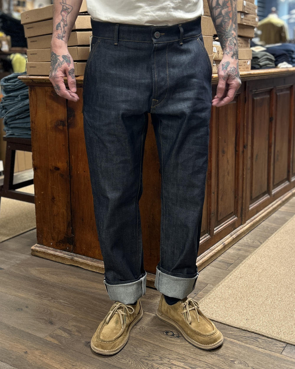 tela genova romolo denim pant blue unwashed