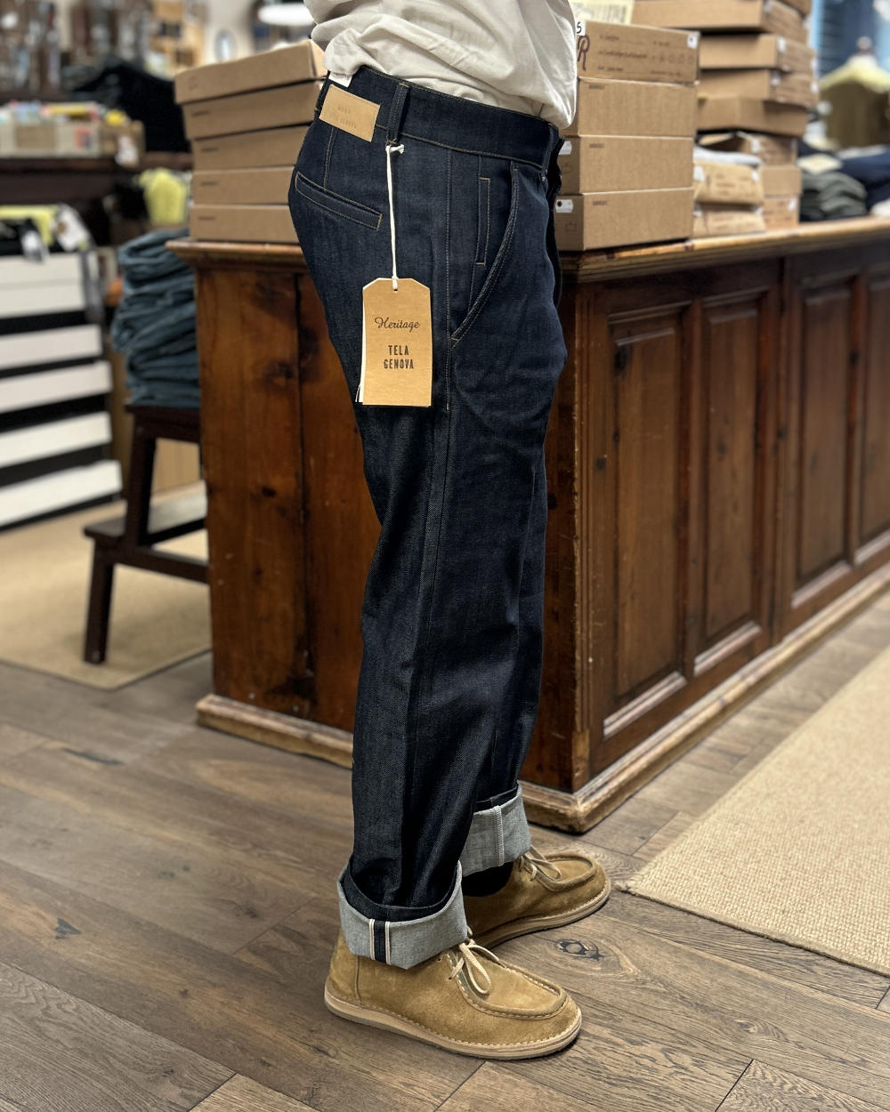 tela genova romolo denim pant blue unwashed