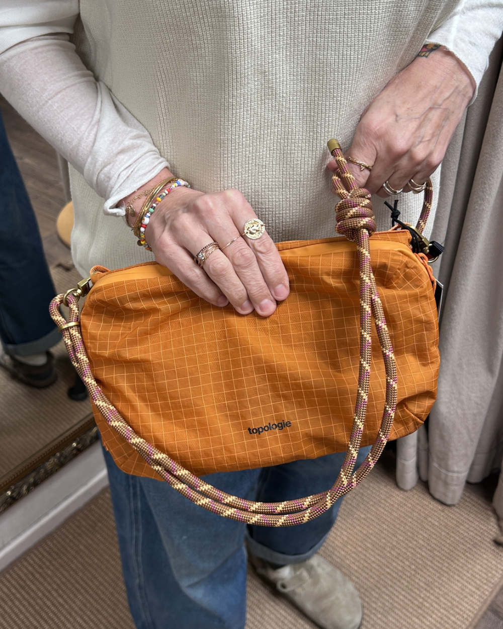topologie bottle sacoche large burn orange and 8mm rope strap orange orbit
