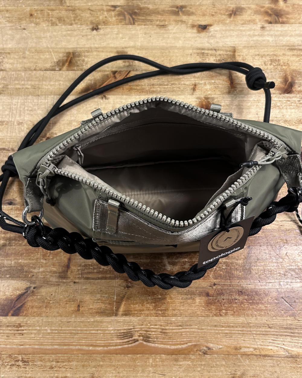 topologie explorer tote bag small moss and 8mm braided o-rope strap midnight