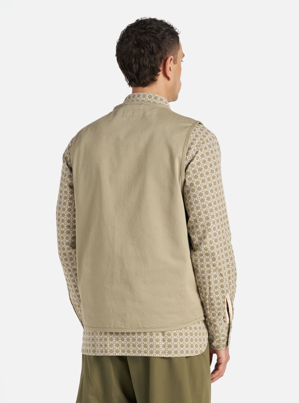universal works 4 pocket gilet stone twill