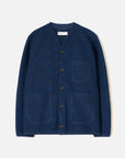 universal works cardigan wool fleece indigo