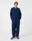 universal works cardigan wool fleece indigo