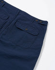 universal works clean short navy derby stripe