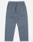 universal works hi water trouser indigo hickory stripe denim