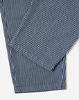 universal works hi water trouser indigo hickory stripe denim