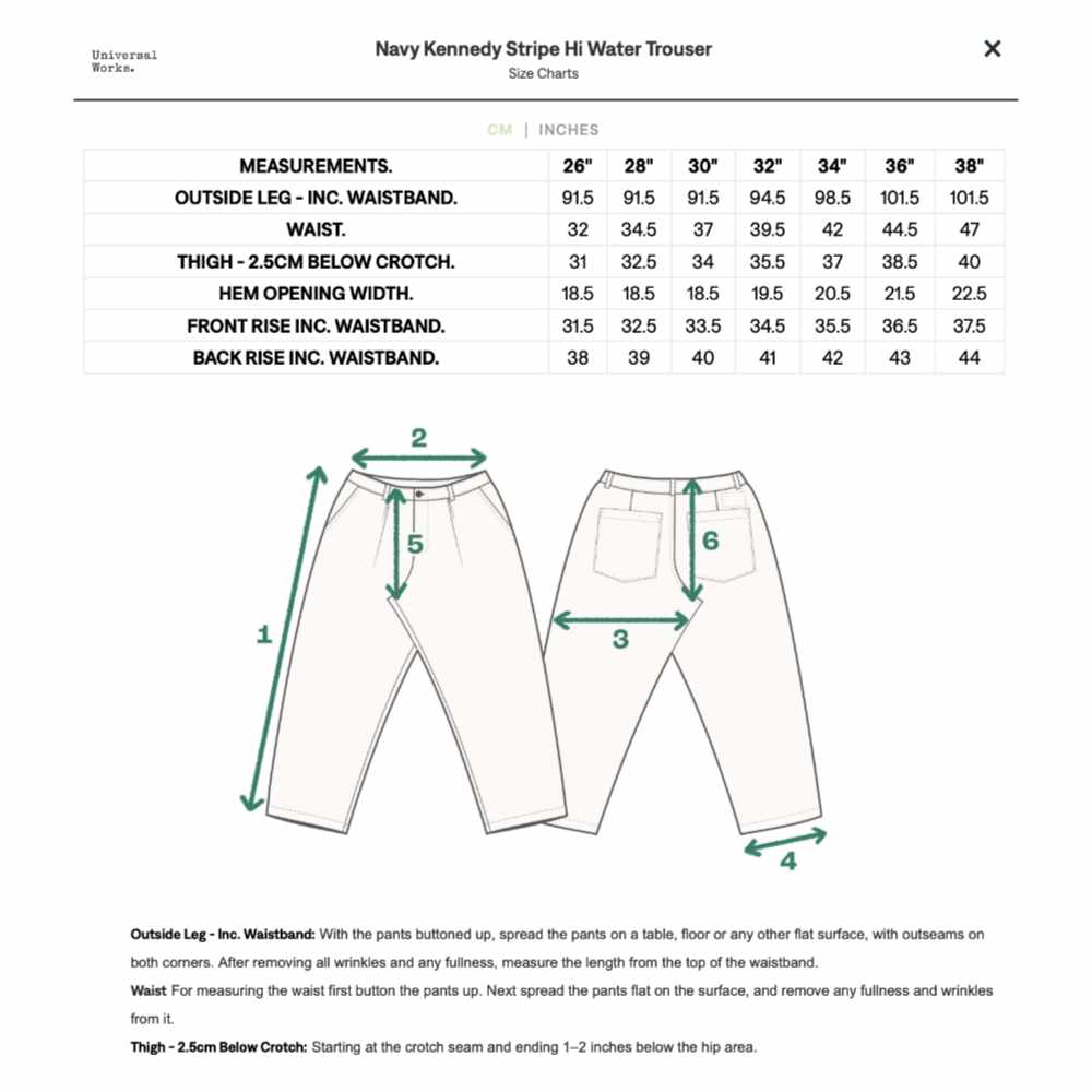 universal works hi water trouser navy kennedy stripe