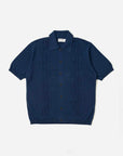 universal works jonny knit shirt dark navy cotton lace knit