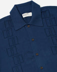 universal works jonny knit shirt dark navy cotton lace knit
