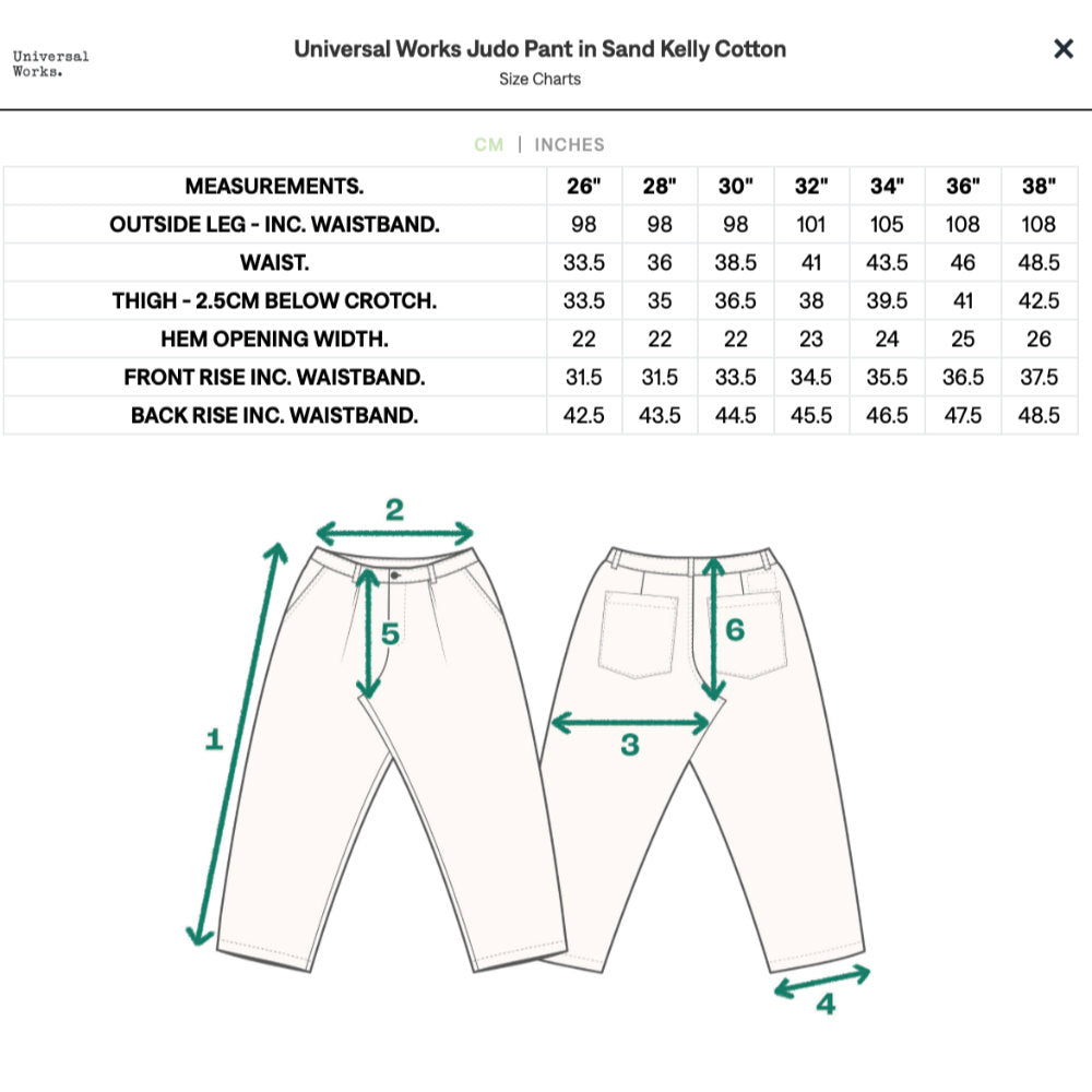 universal works judo pant kelly cotton sand