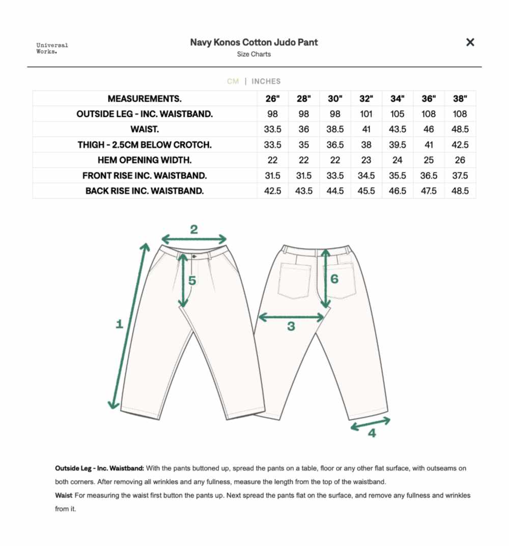 universal works judo pant navy konos cotton