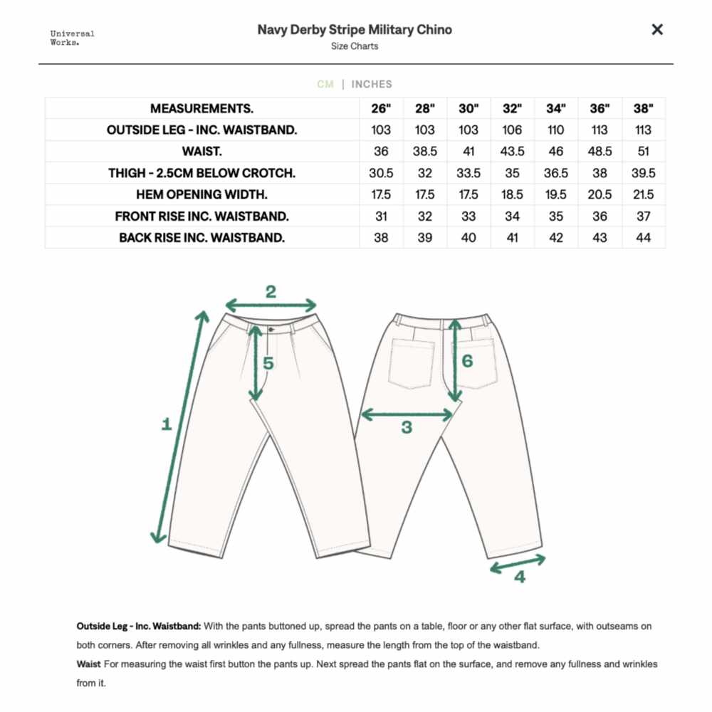 universal works military chino navy derby stripe (LAST SIZE 36)