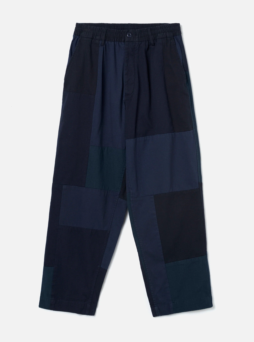 universal works oxford pant patchwork twill navy