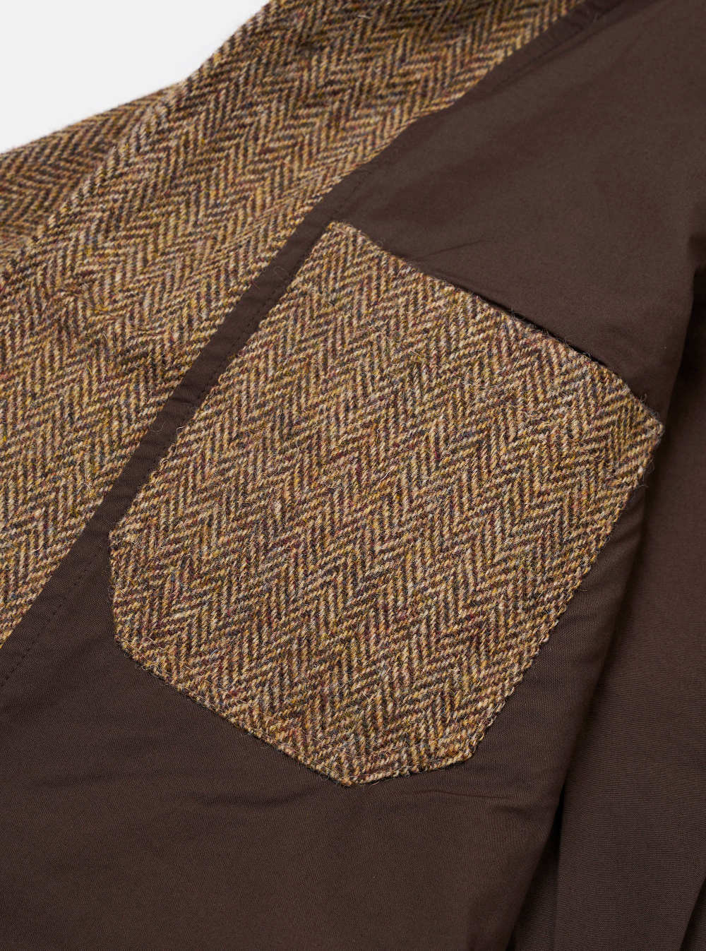 universal works og bakers jacket harris tweed sand brown