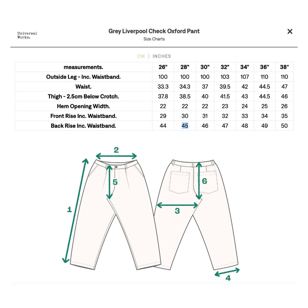 universal works oxford pant grey liverpool check