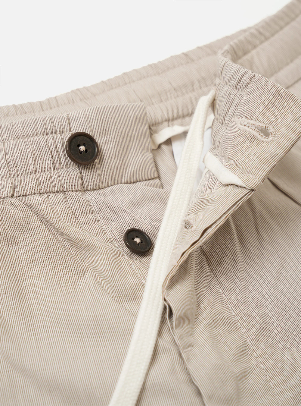 universal works pleated track short kennedy stripe brown