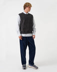 universal works sleeveless crew deca light knit navy