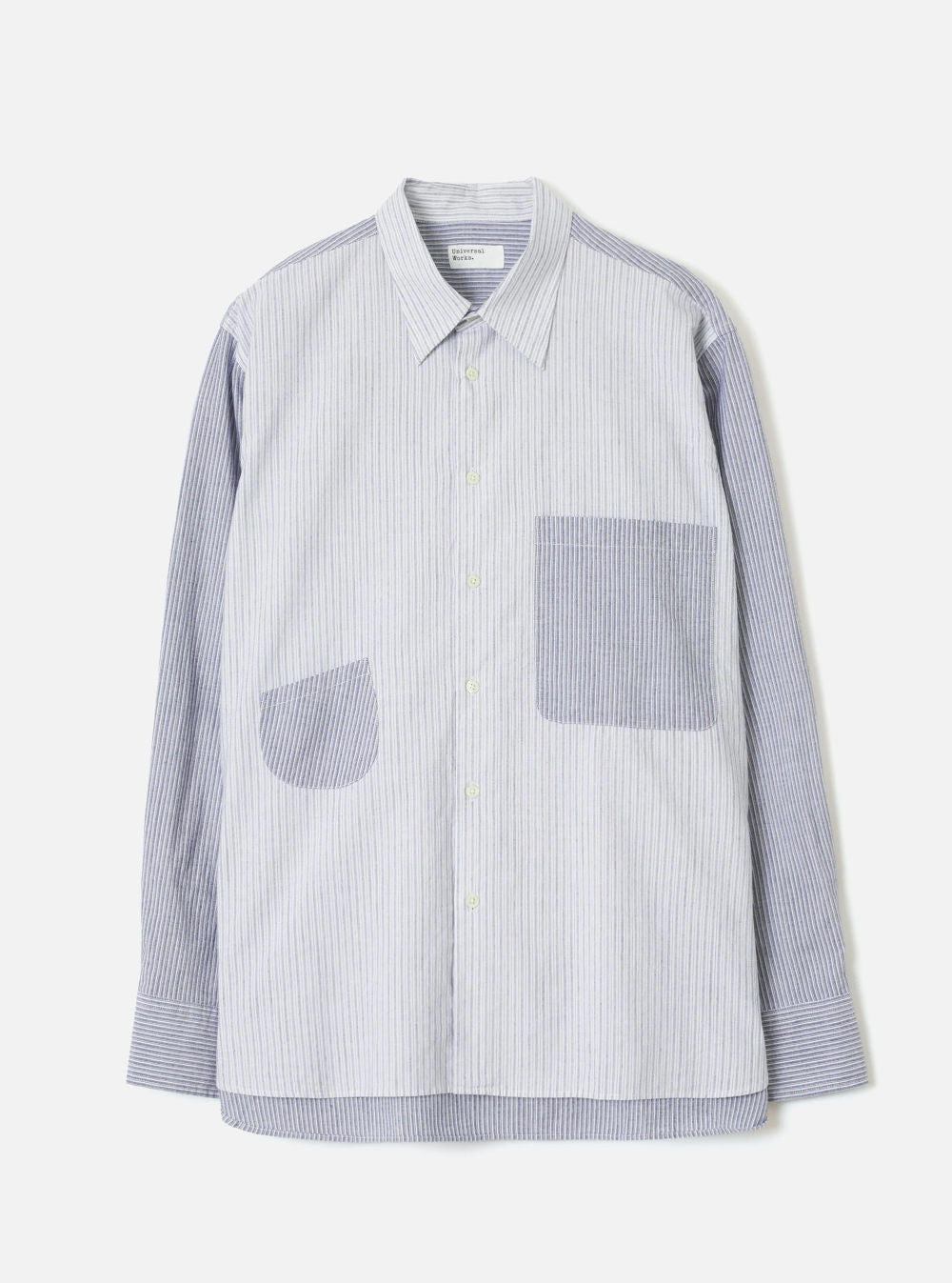 universal works station shirt mix stripes wm
