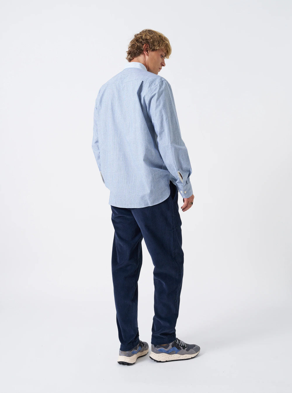 universal works station shirt mix stripes wm