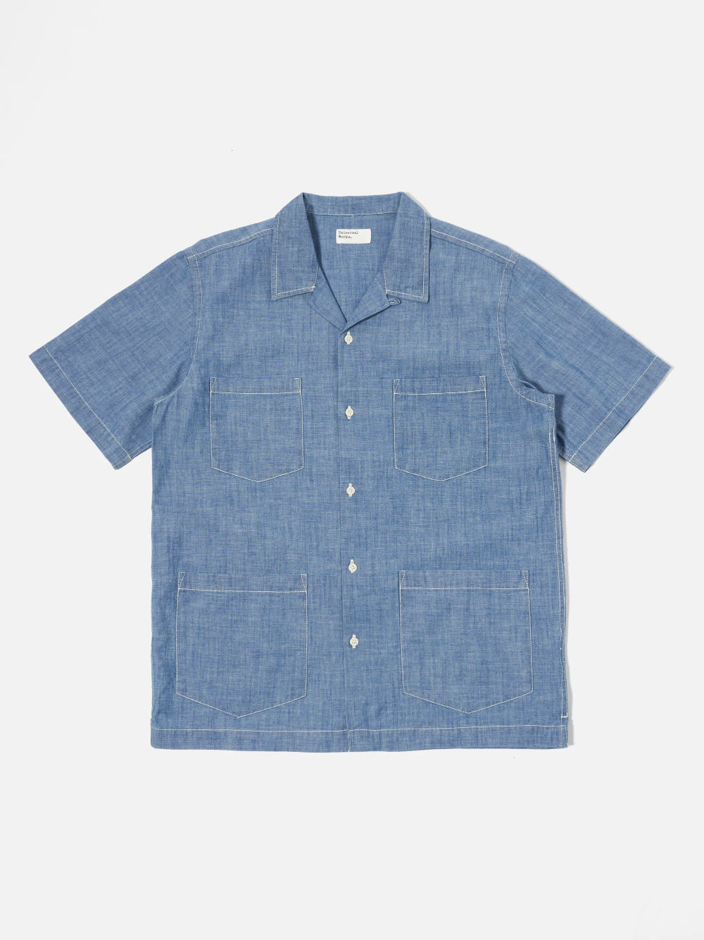 universal works summer overshirt washed indigo chambray