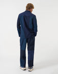 universal works three button jacket patchwork twill navy