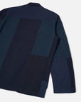 universal works three button jacket patchwork twill navy