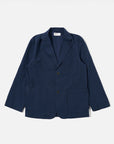 universal works two button jacket navy derby stripe