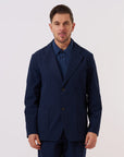 universal works two button jacket navy derby stripe