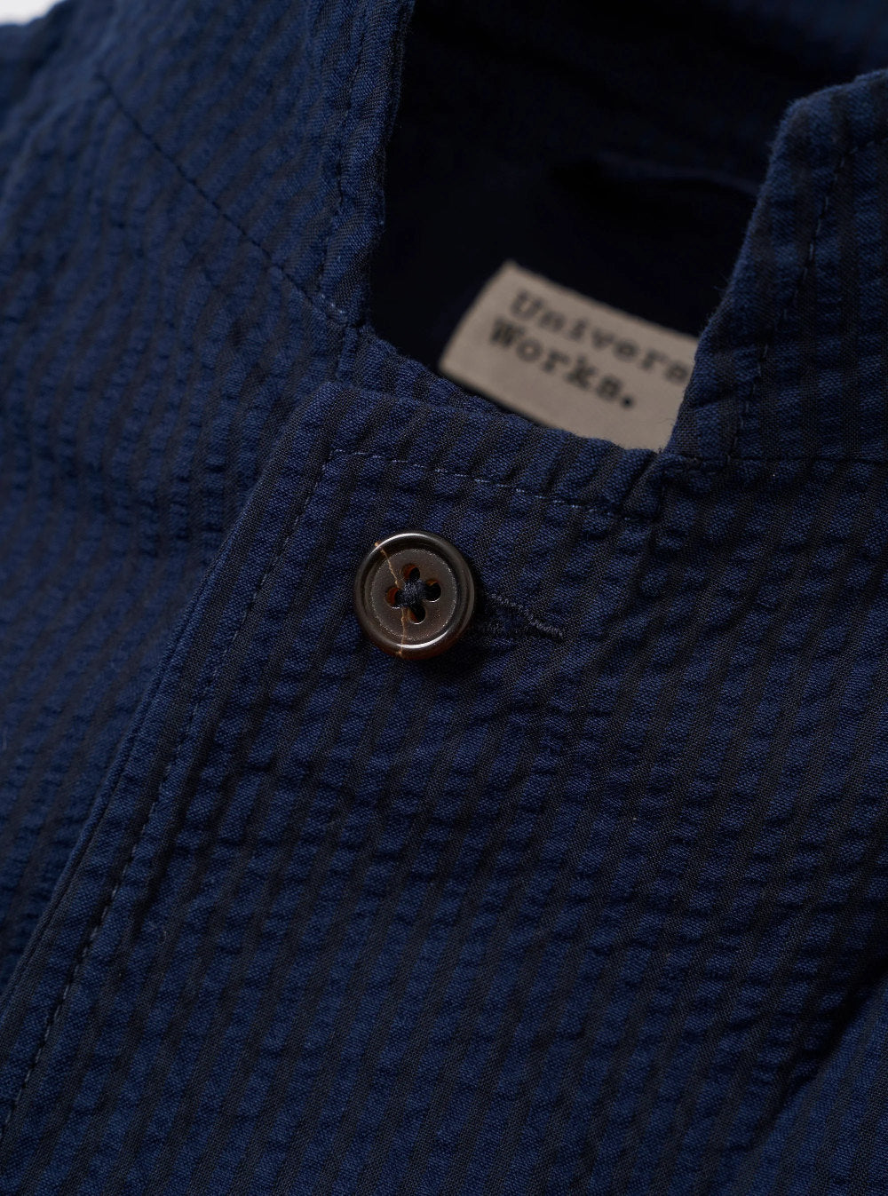 universal works two button jacket navy derby stripe