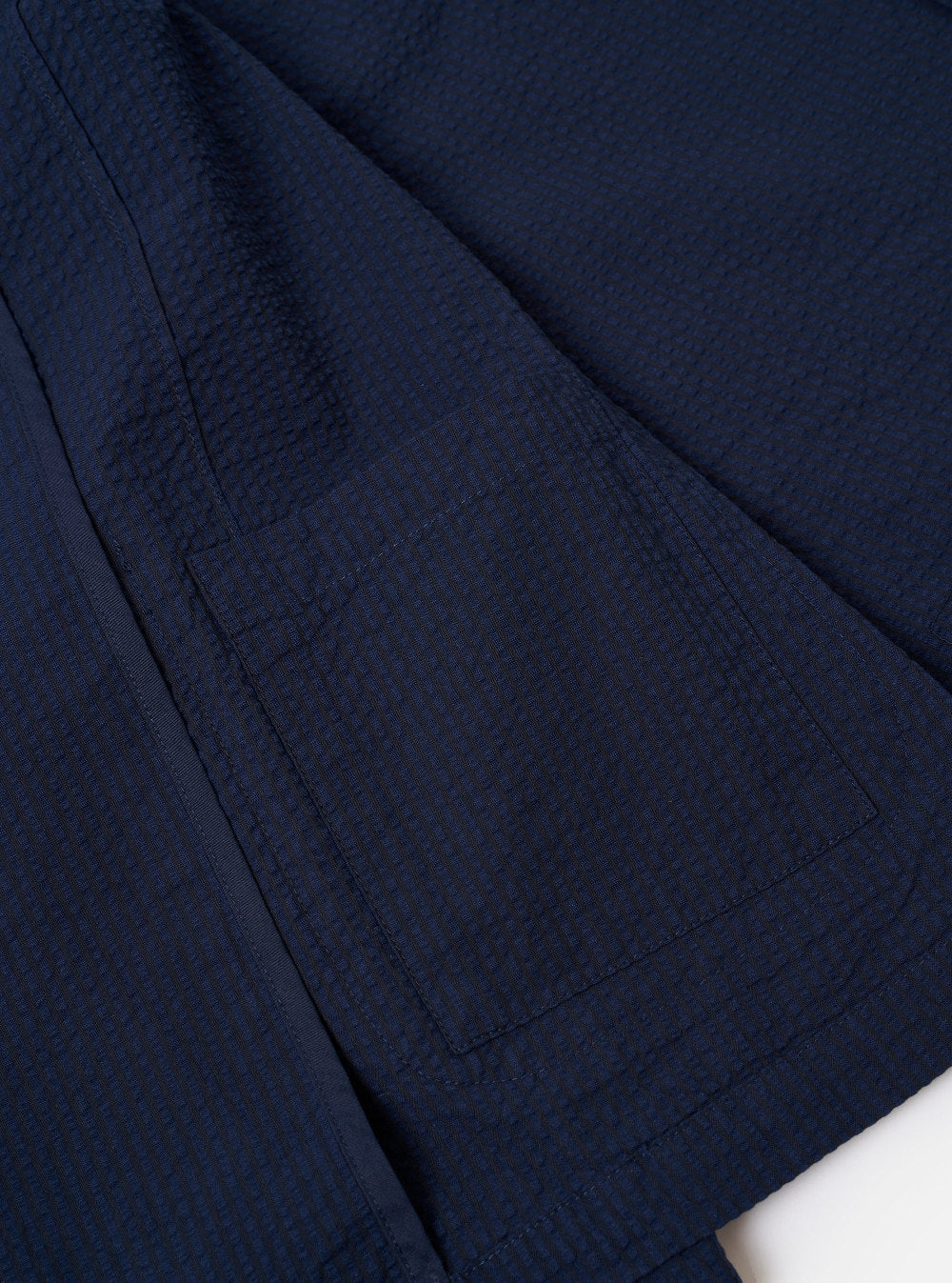 universal works two button jacket navy derby stripe