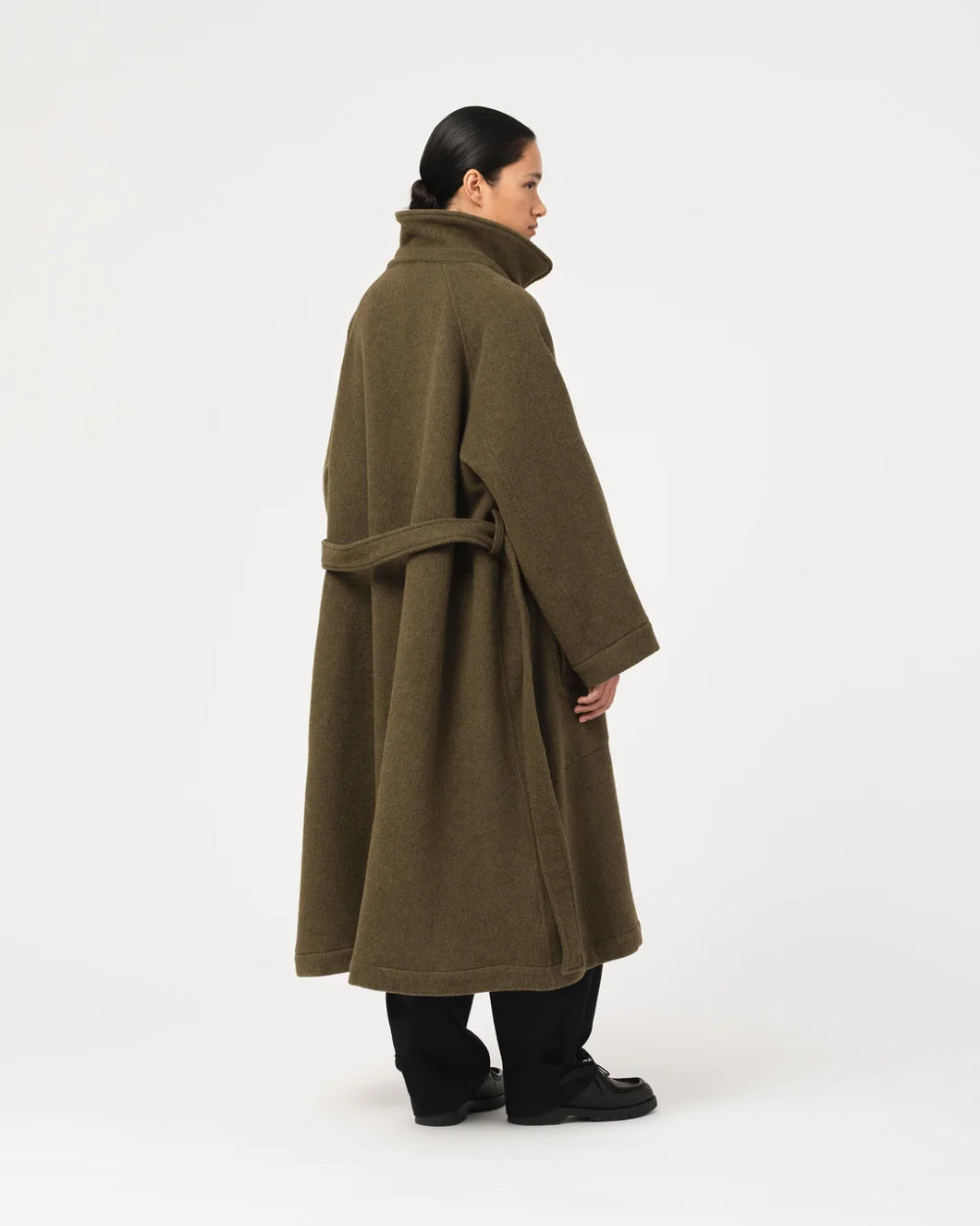 girls of dust military trench wool velour avocado