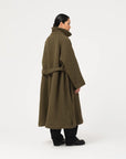 girls of dust military trench wool velour avocado
