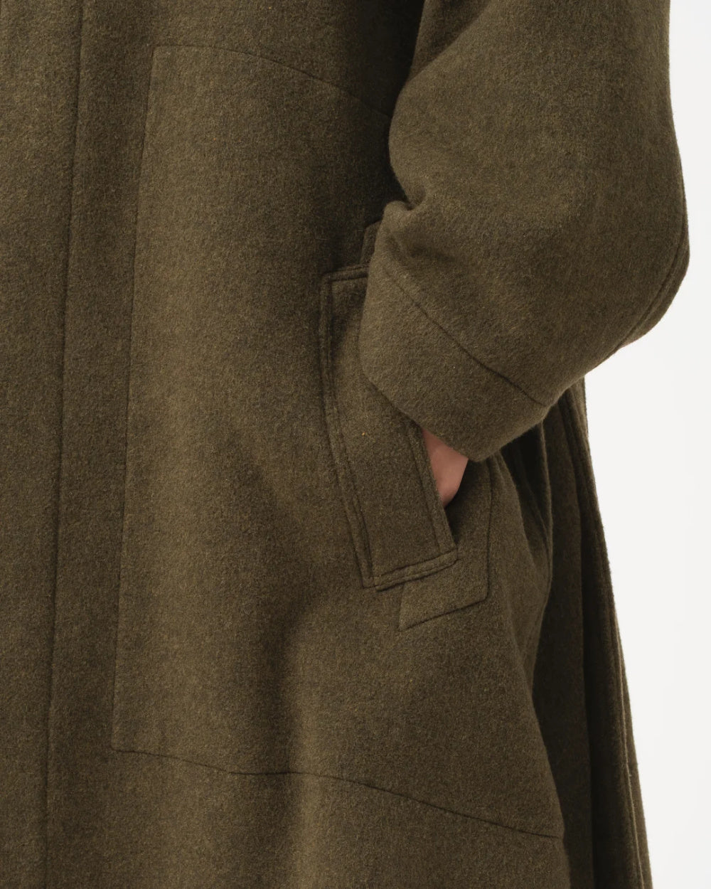 girls of dust military trench wool velour avocado
