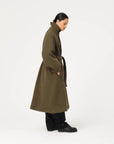 girls of dust military trench wool velour avocado