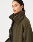 girls of dust military trench wool velour avocado