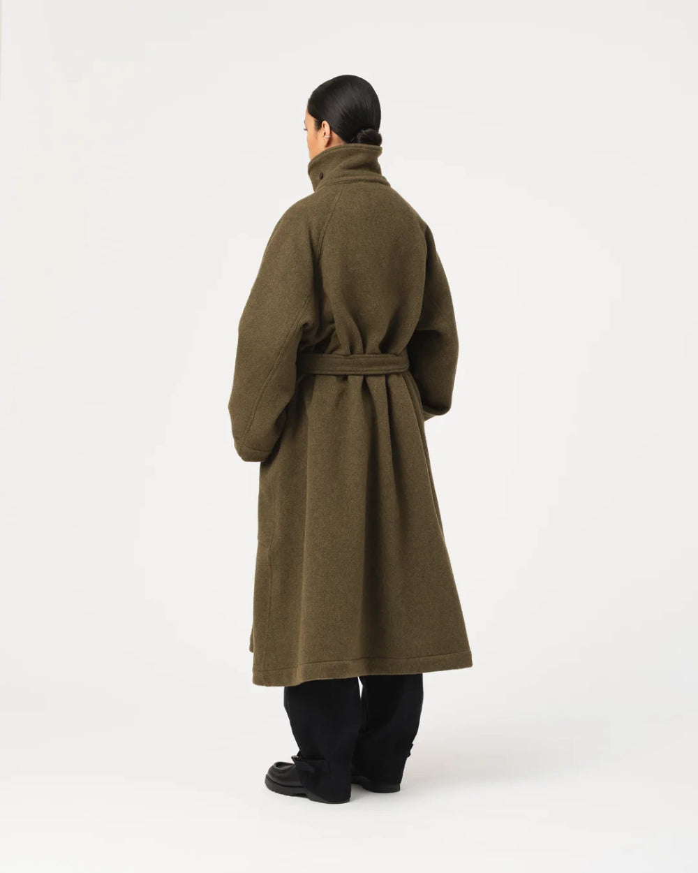 girls of dust military trench wool velour avocado