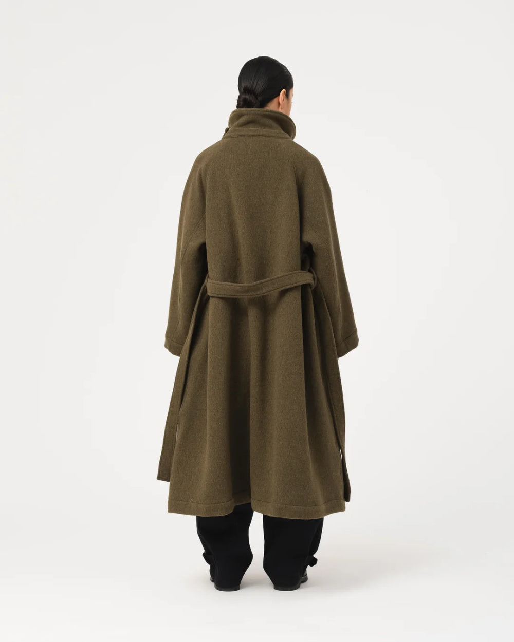 girls of dust military trench wool velour avocado