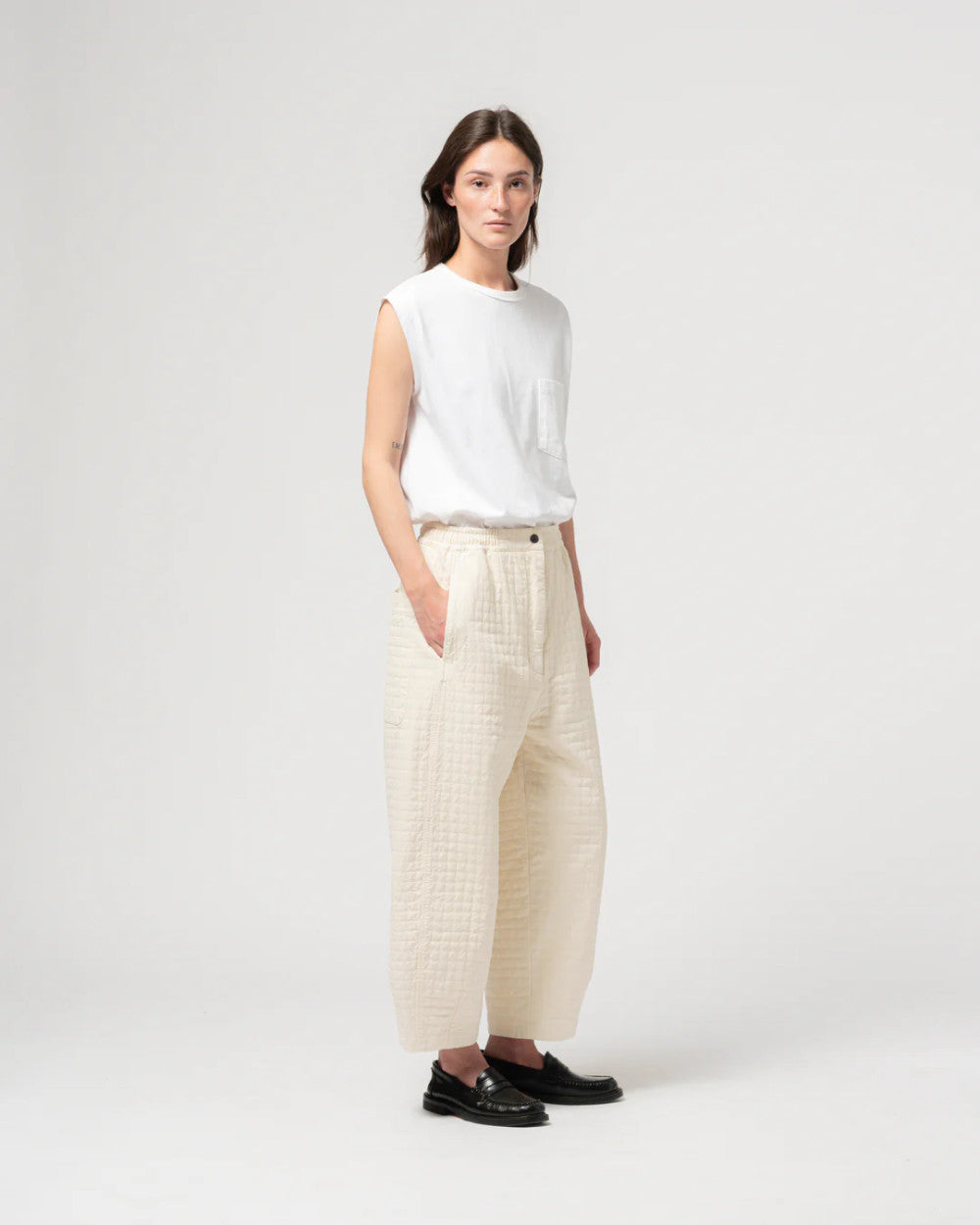 girls of dust karate pants sashiko cotton wheat