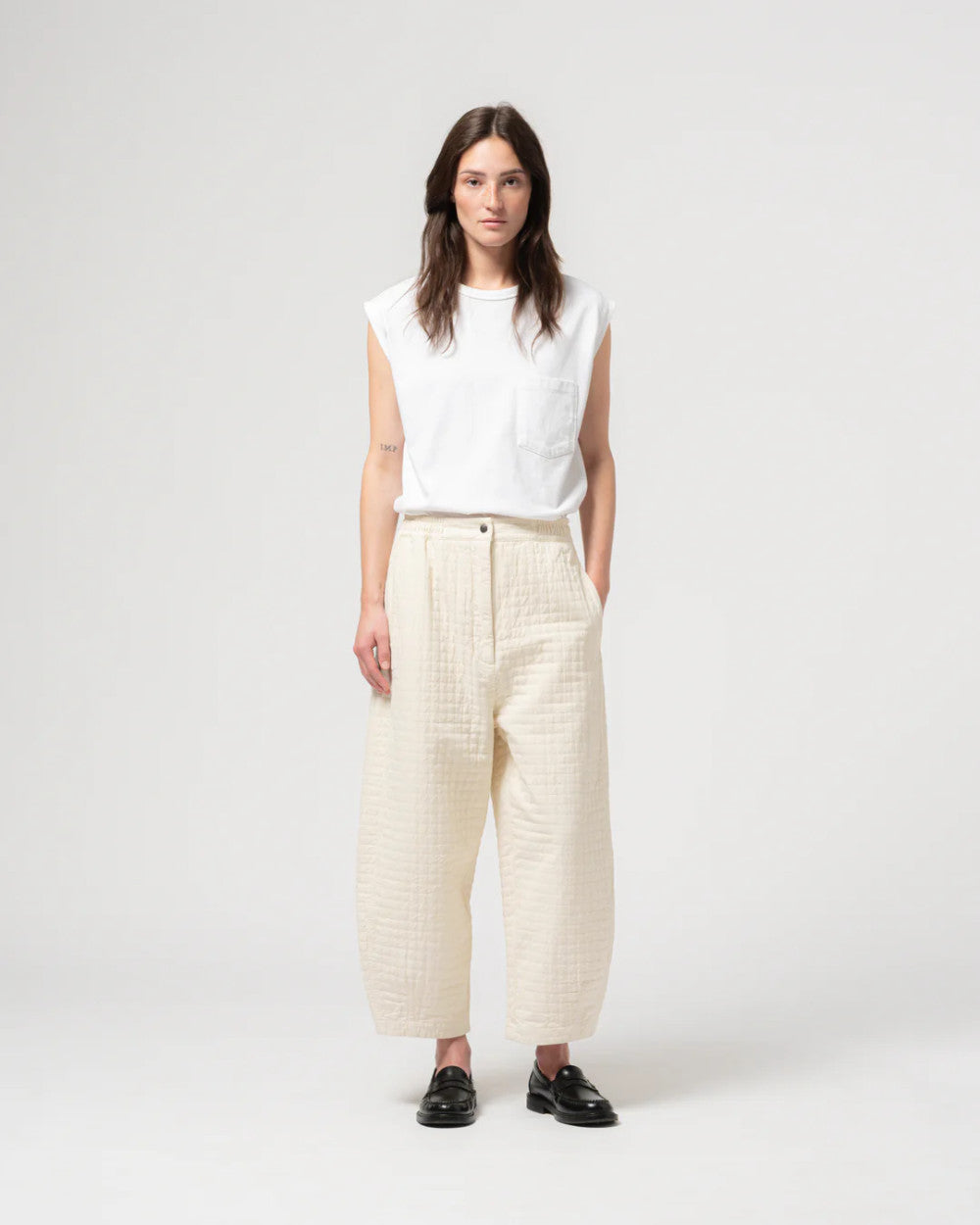 girls of dust karate pants sashiko cotton wheat
