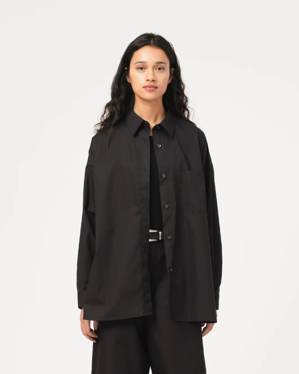 girls of dust supernova shirt silky poplin black