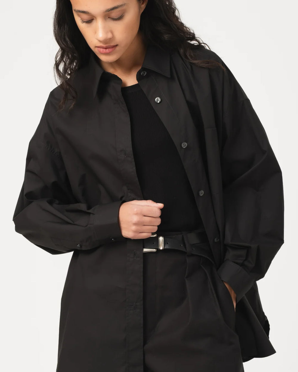 girls of dust supernova shirt silky poplin black