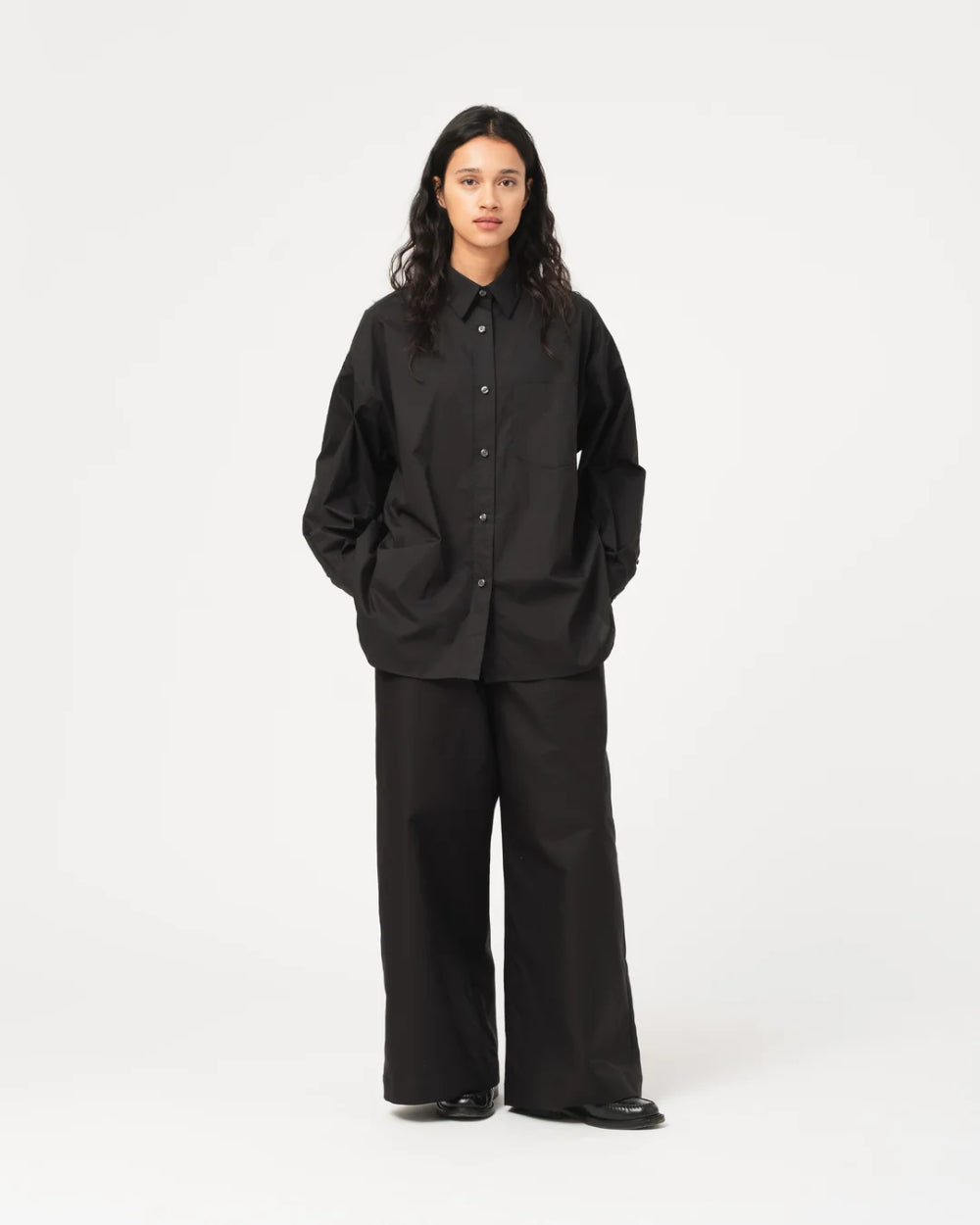 girls of dust supernova shirt silky poplin black
