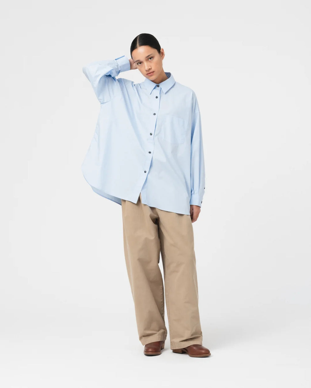 girls of dust supernova shirt silky poplin office blue