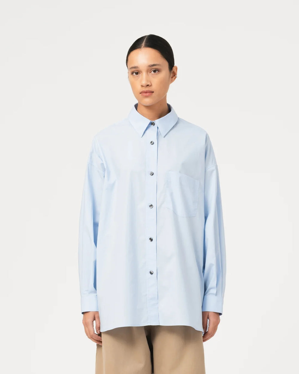 girls of dust supernova shirt silky poplin office blue