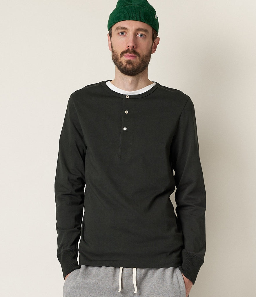 merz b schwanen 206 mens loopwheeled henley 245g classic fit forest